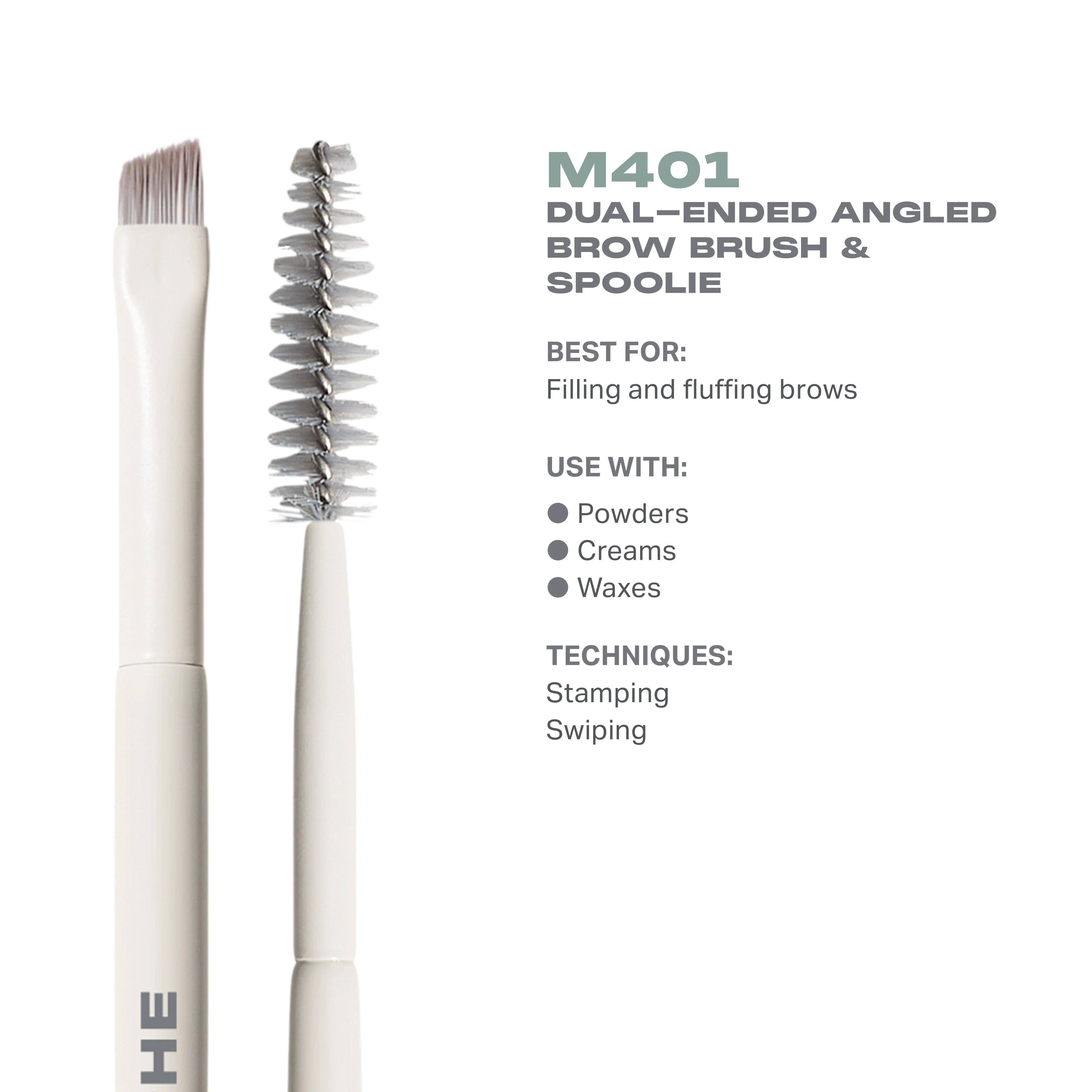 M401 Dual-Ended Angled Brow Brush & Spoolie - View 3