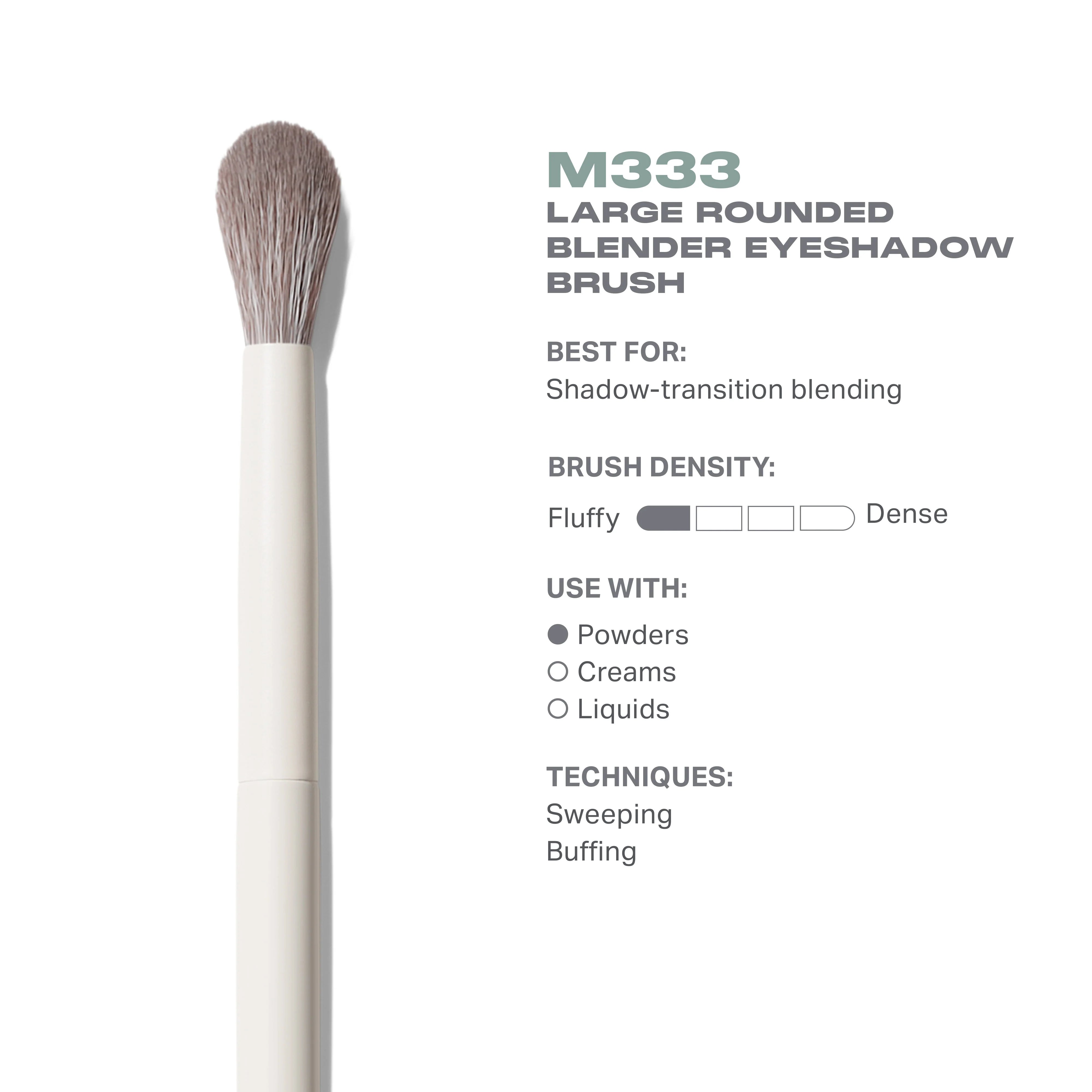 M333 Large Rounded Blender Eyeshadow Brush - View 3